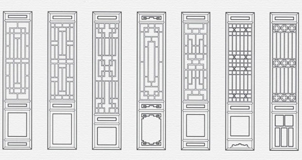 宁县常用中式仿古花窗图案隔断设计图